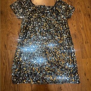 Black and silver sequin dress